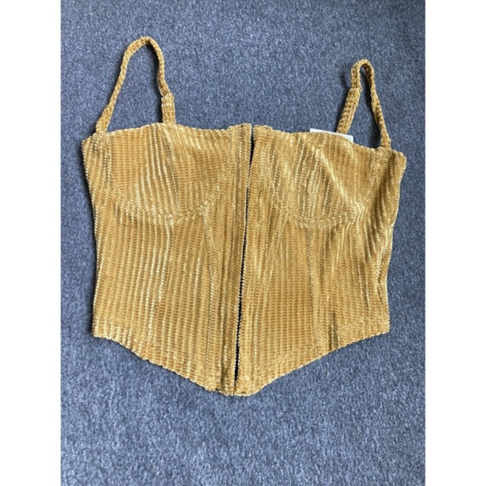 Corduroy Bustier Camisole Top XS Half-Cup‎ Design Adjustable Straps Retro New - Picture 3 of 6